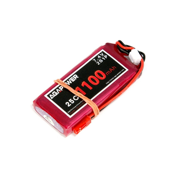 Акумулятор AGA POWER Li-Po 1100mAh 7.4V 2S 25C Softcase 12x35x68мм JST